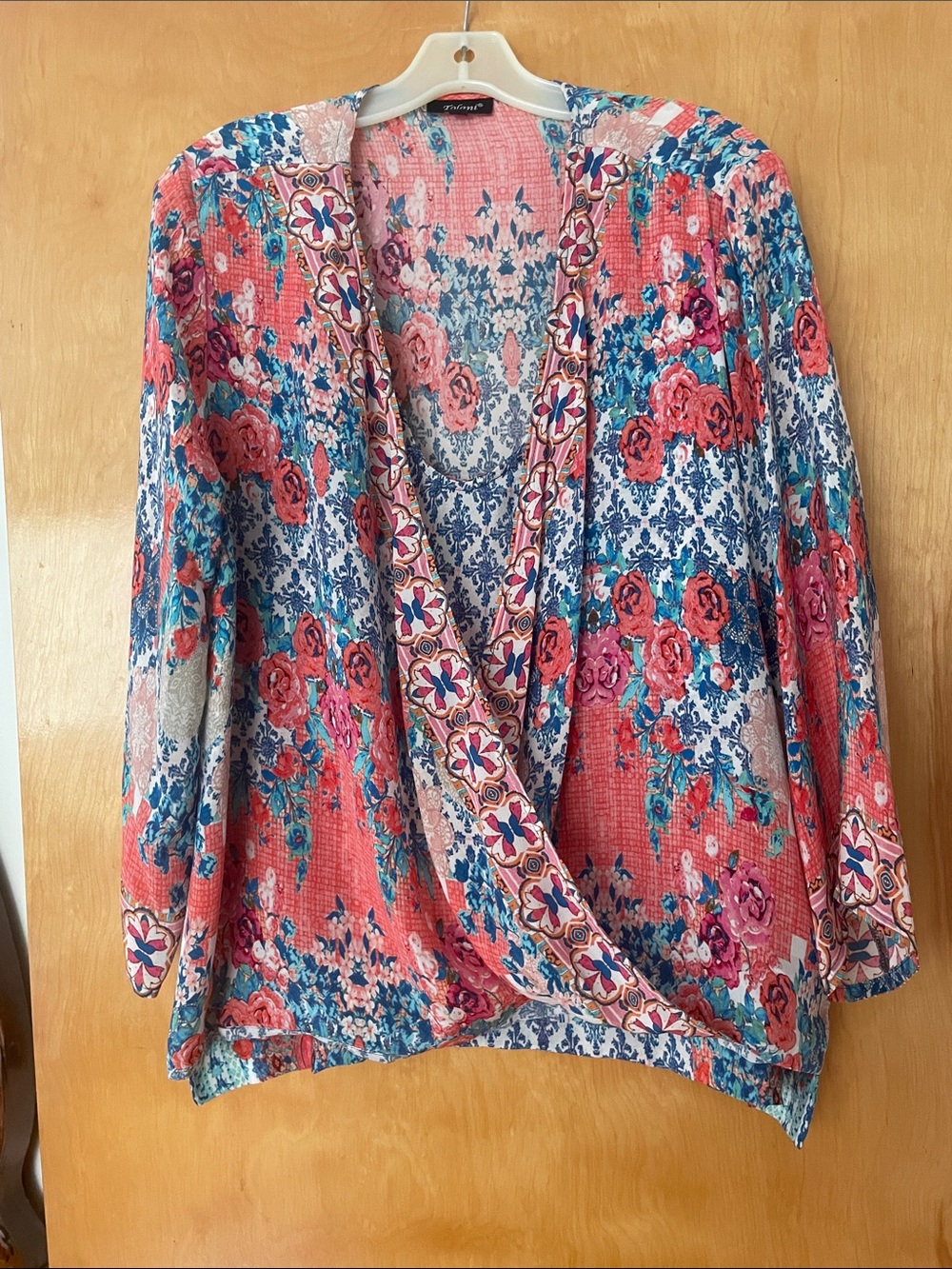 Tolani Silk Faux Wrap All Over Print XL Loose Boho Style